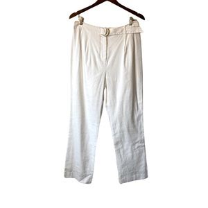 Antonio Melani Pants Women’s Size 8 Linen Off White High Waisted Belted Wide Leg
